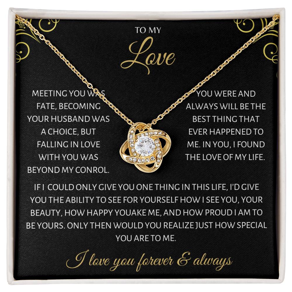 To My Love Necklace | To My Beautiful Soulmate | My Love Necklace Love Knot Gift for you Love