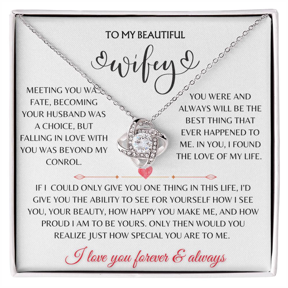 To My Beautiful Wife | Mother's Day Gift | Love Knot Necklace