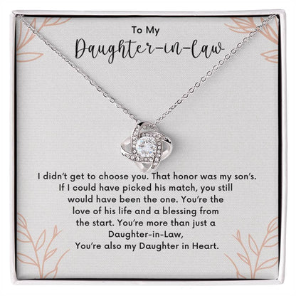 💖 Daughter-in-Law Daughter in Heart | Gift for Christmas, Anniversary, or Birthday 💖Love Knot Necklace