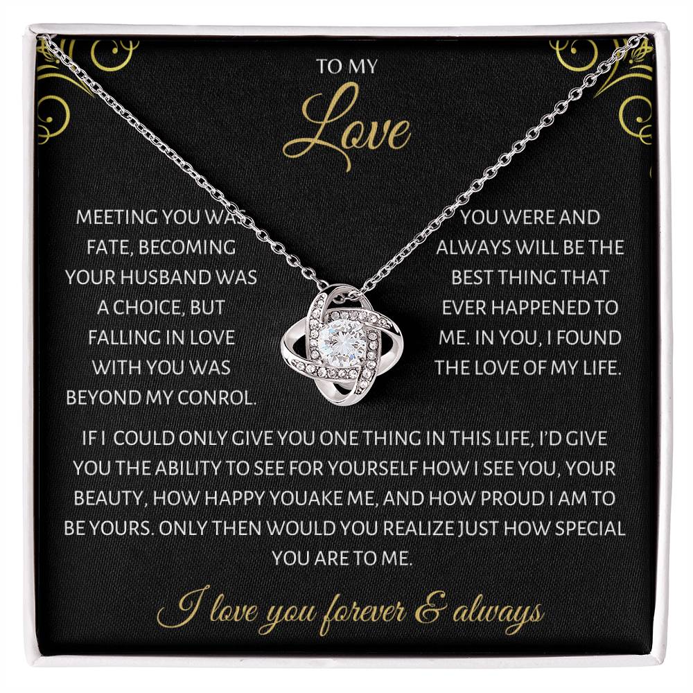 To My Love Necklace | To My Beautiful Soulmate | My Love Necklace Love Knot Gift for you Love