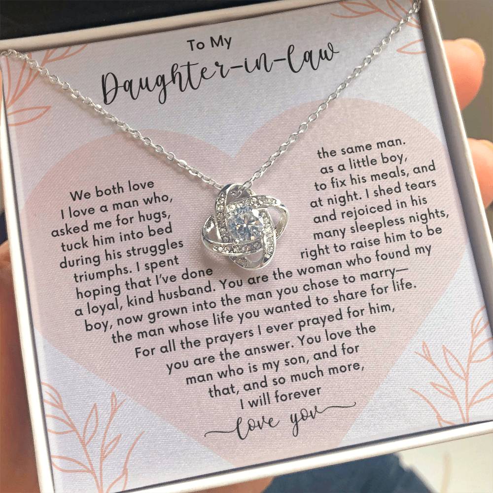 💖 Daughter-in-Law Love You Forever | Gift for Christmas, Anniversary, or Birthday 💖Love Knot Necklace