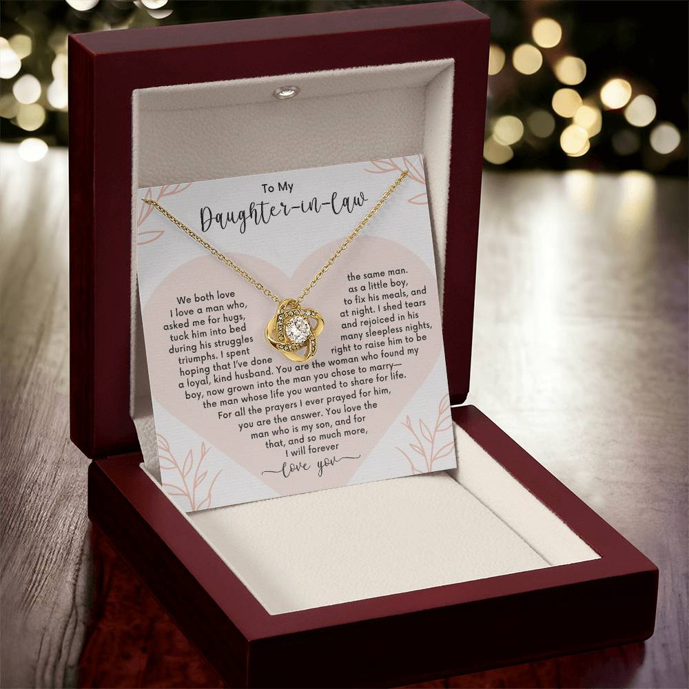 💖 Daughter-in-Law Love You Forever | Gift for Christmas, Anniversary, or Birthday 💖Love Knot Necklace