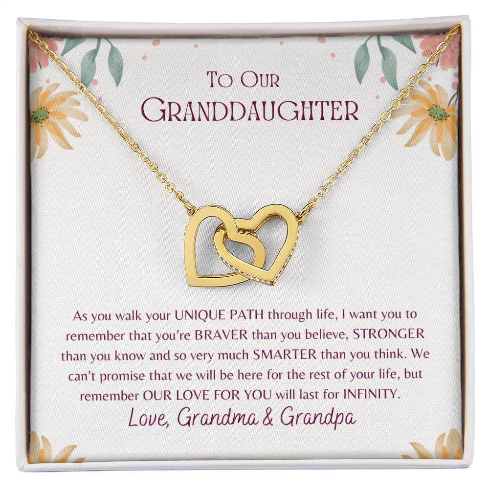 Granddaughter Interlocking Hearts Necklace Gift from Grandma & Grandpa