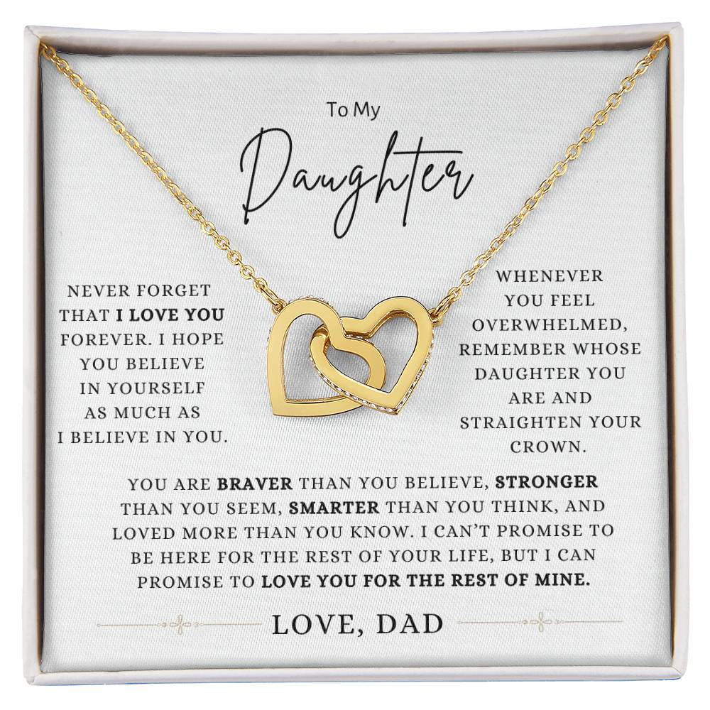 To My Daughter | Love, Dad | Interlocking Hearts Necklac