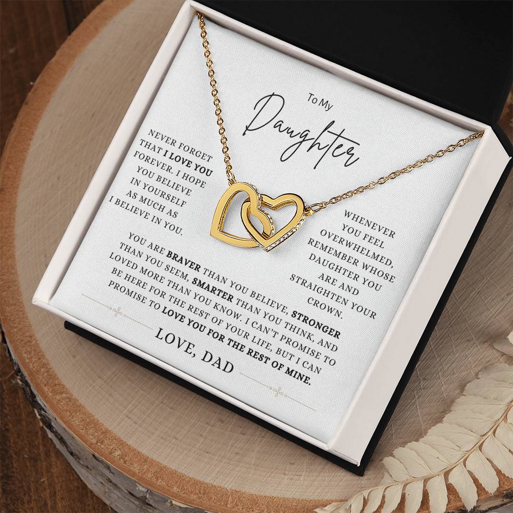 To My Daughter | Love, Dad | Interlocking Hearts Necklac