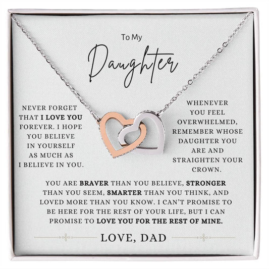 To My Daughter | Love, Dad | Interlocking Hearts Necklac