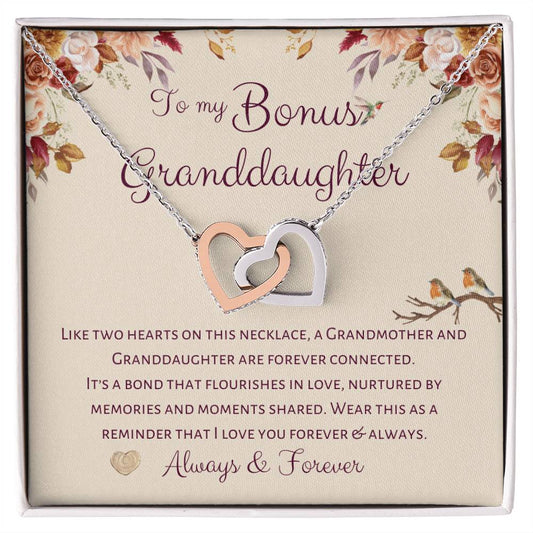 To My Bonus Granddaughter Necklace | Two Hearts