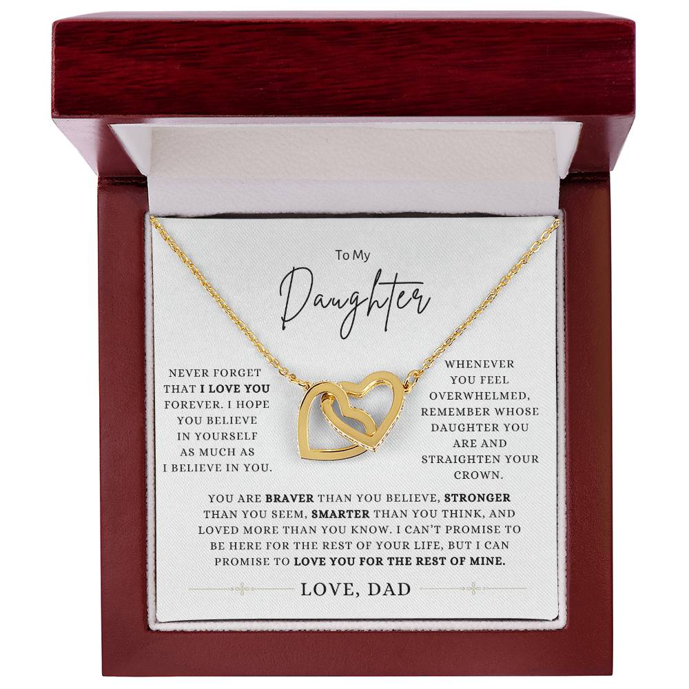 To My Daughter | Love, Dad | Interlocking Hearts Necklac