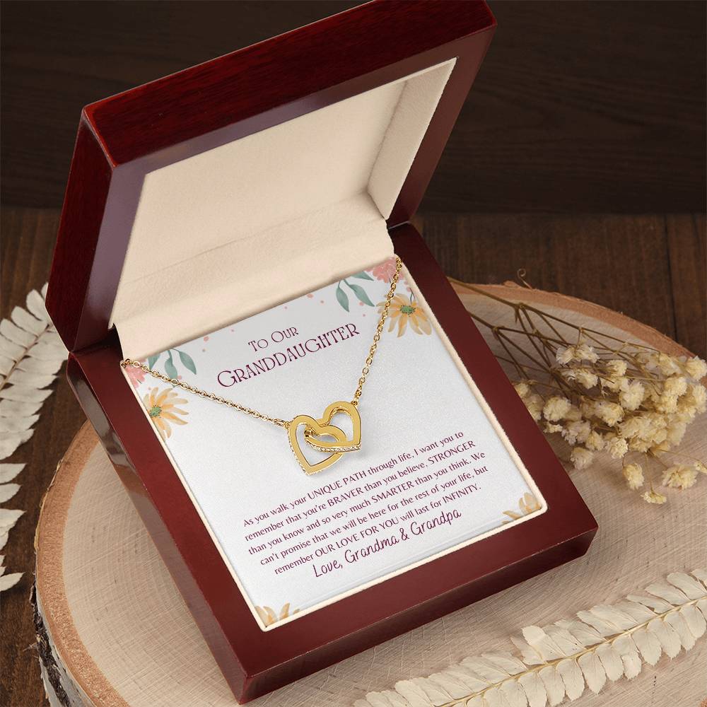 Granddaughter Interlocking Hearts Necklace Gift from Grandma & Grandpa