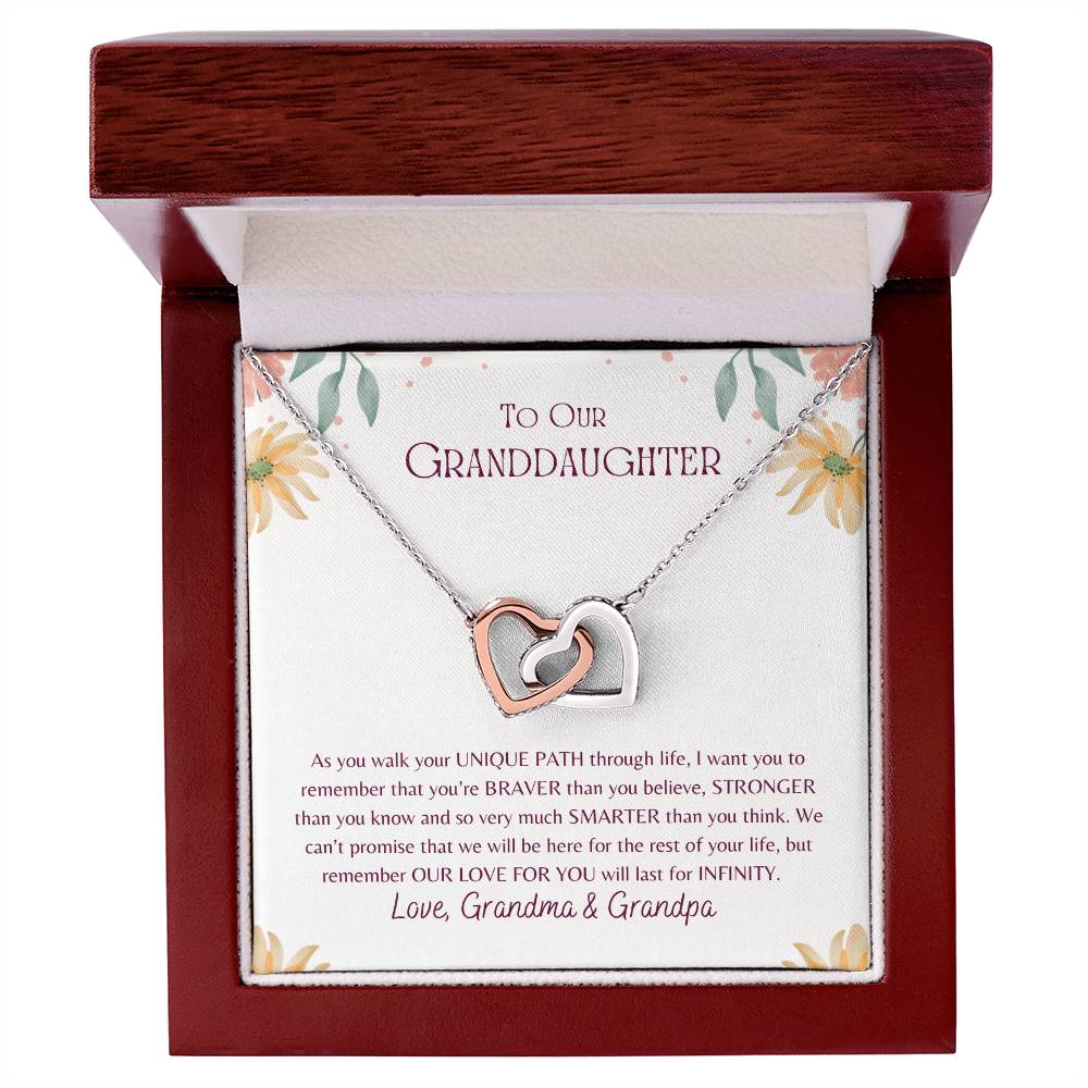 Granddaughter Interlocking Hearts Necklace Gift from Grandma & Grandpa