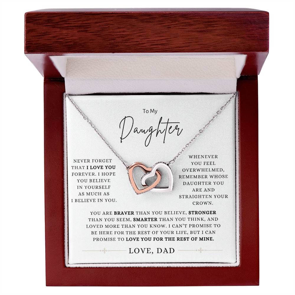 To My Daughter | Love, Dad | Interlocking Hearts Necklac