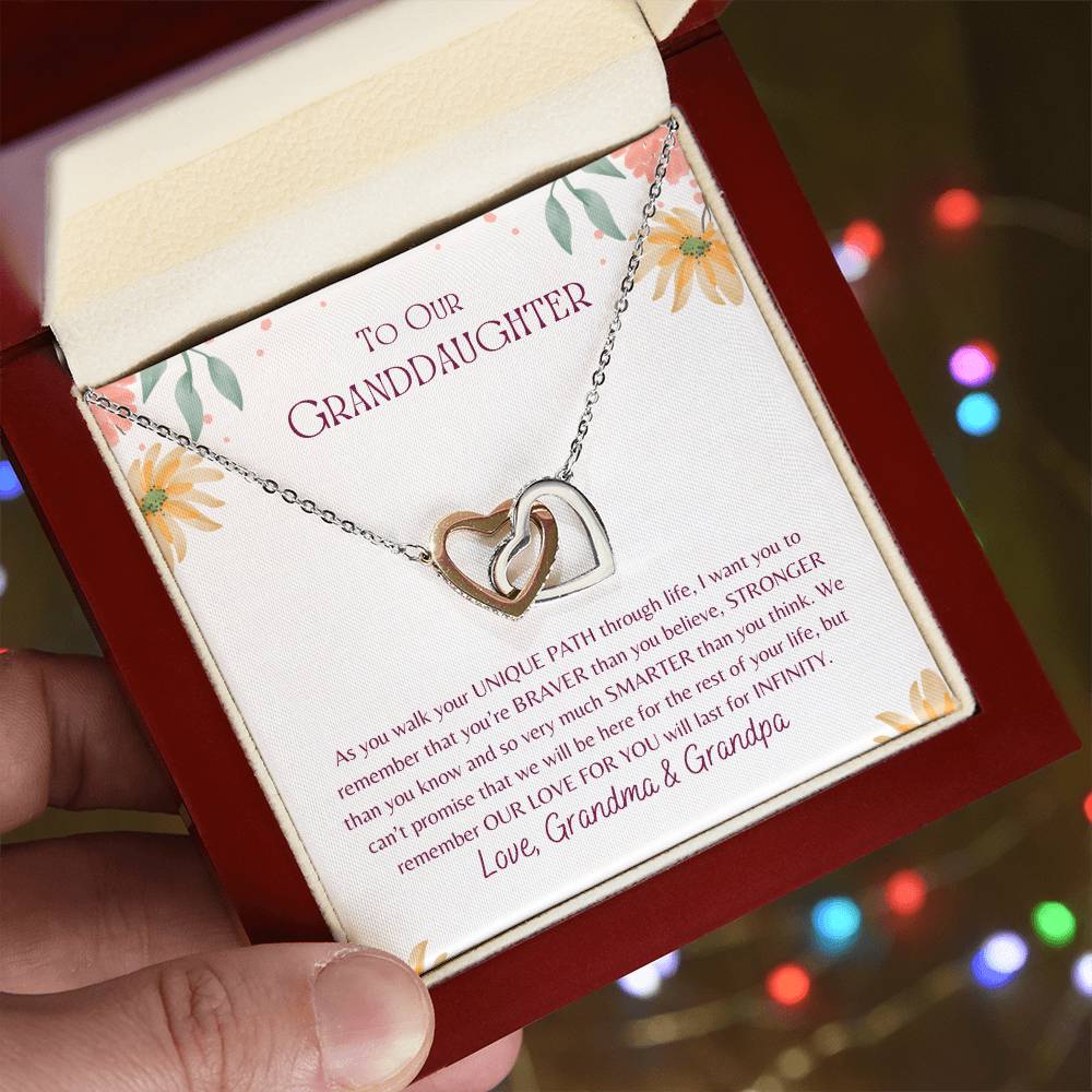 Granddaughter Interlocking Hearts Necklace Gift from Grandma & Grandpa