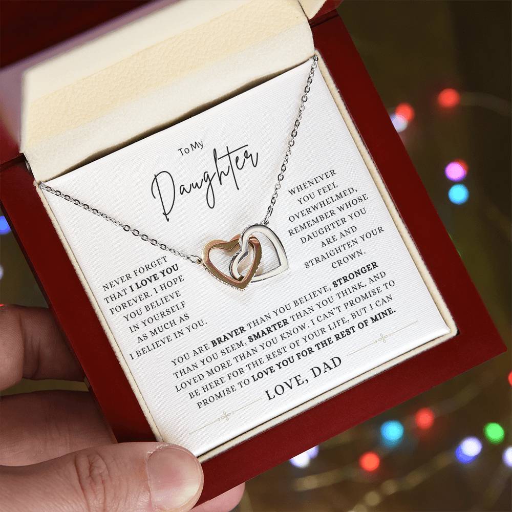 To My Daughter | Love, Dad | Interlocking Hearts Necklac