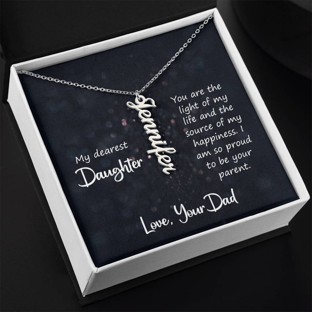 My Dearest Daughter Vertical Name Necklace | Personalized Gift