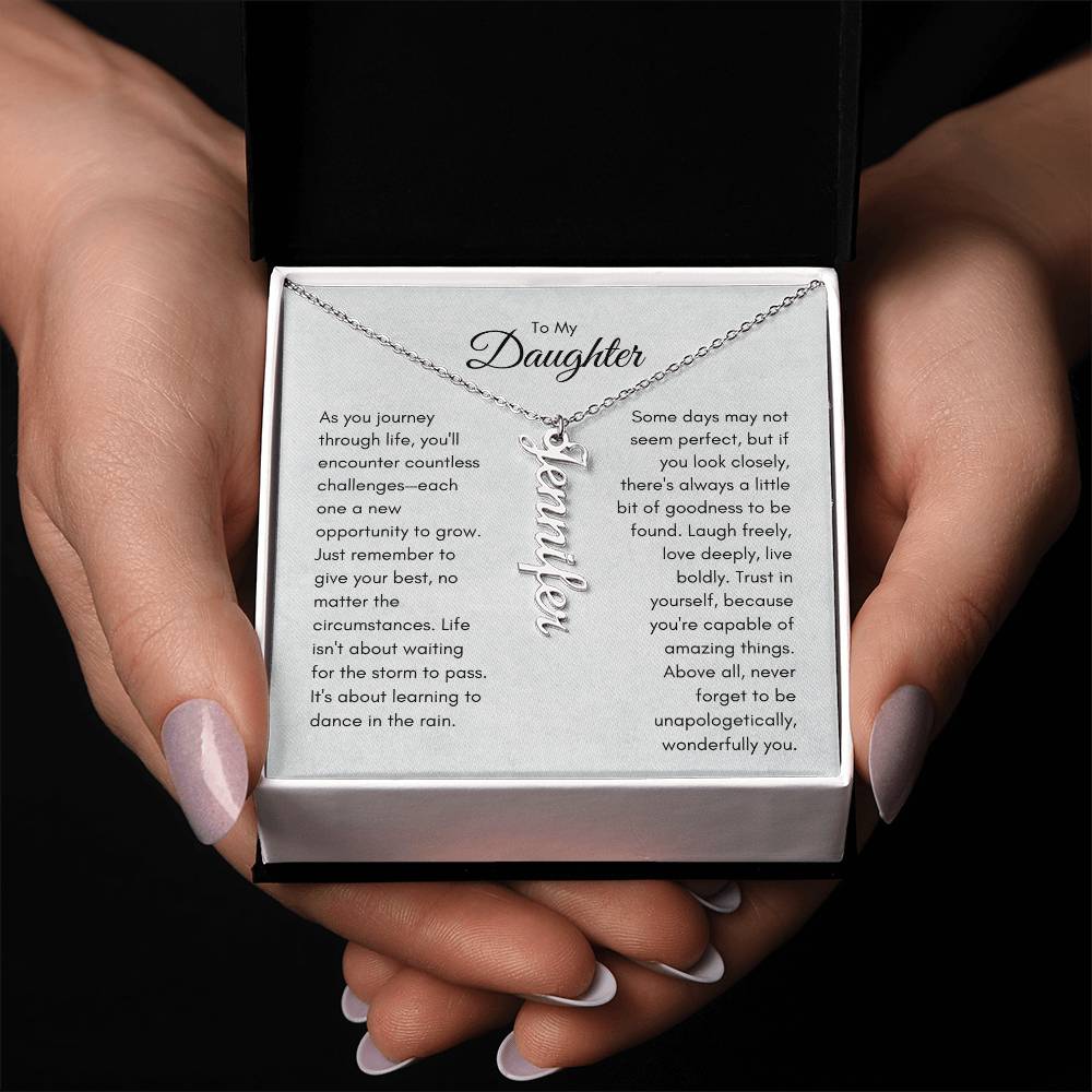 Daughter Personalized Vertical Name Necklace