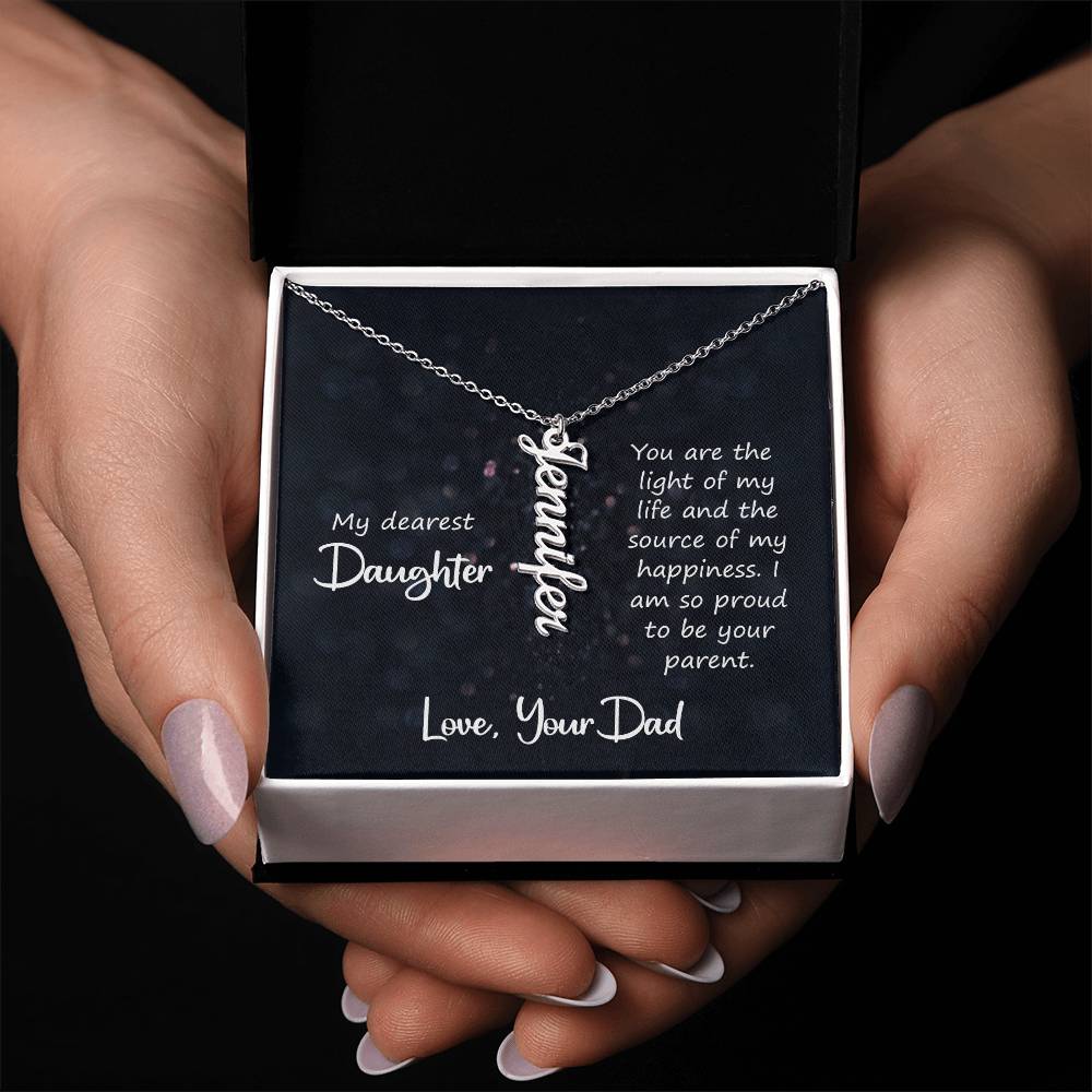 My Dearest Daughter Vertical Name Necklace | Personalized Gift