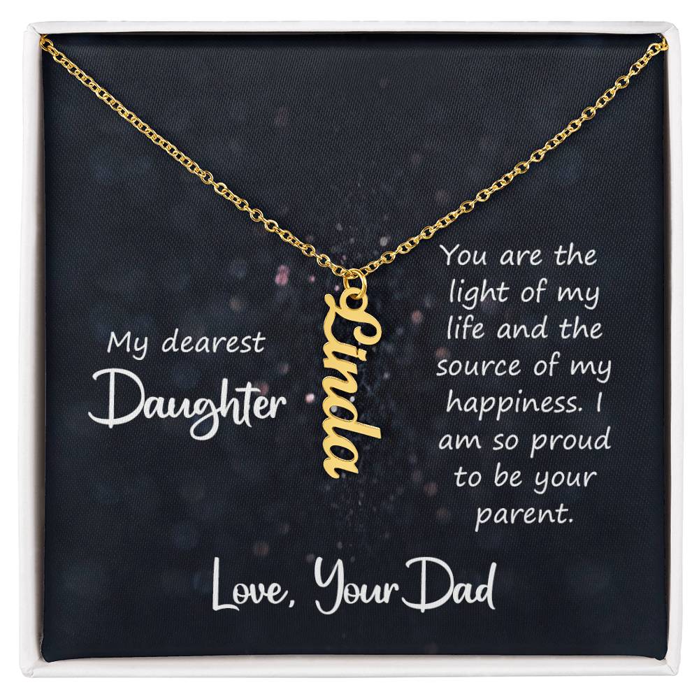 My Dearest Daughter Vertical Name Necklace | Personalized Gift