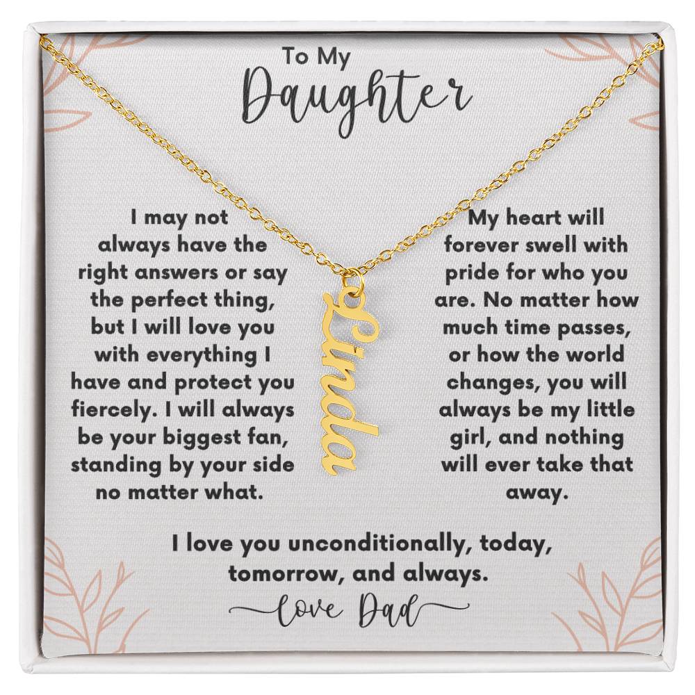 To Daughter 🌟 Personalized Vertical Name Necklace