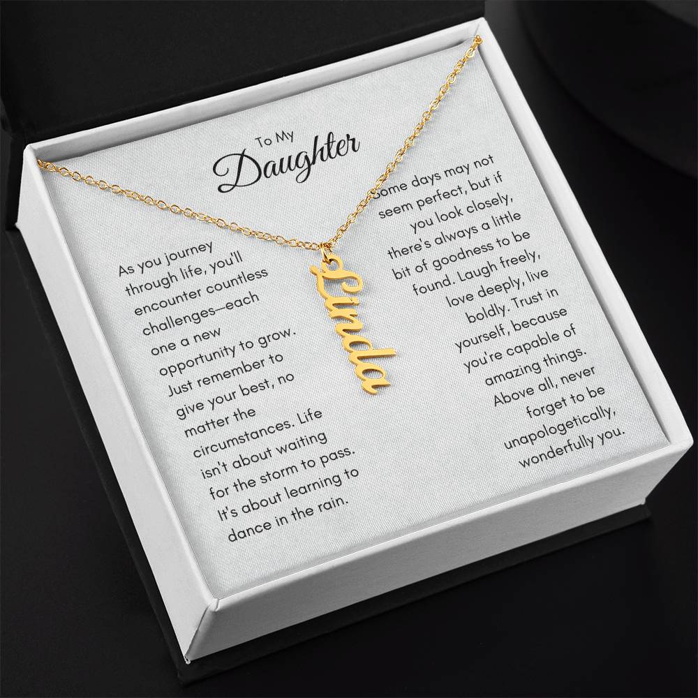 Daughter Personalized Vertical Name Necklace