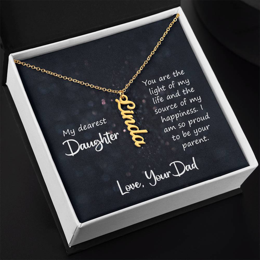 My Dearest Daughter Vertical Name Necklace | Personalized Gift