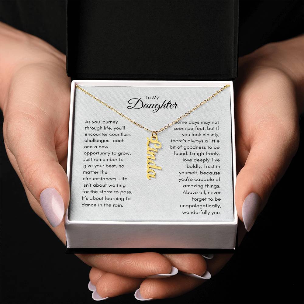 Daughter Personalized Vertical Name Necklace