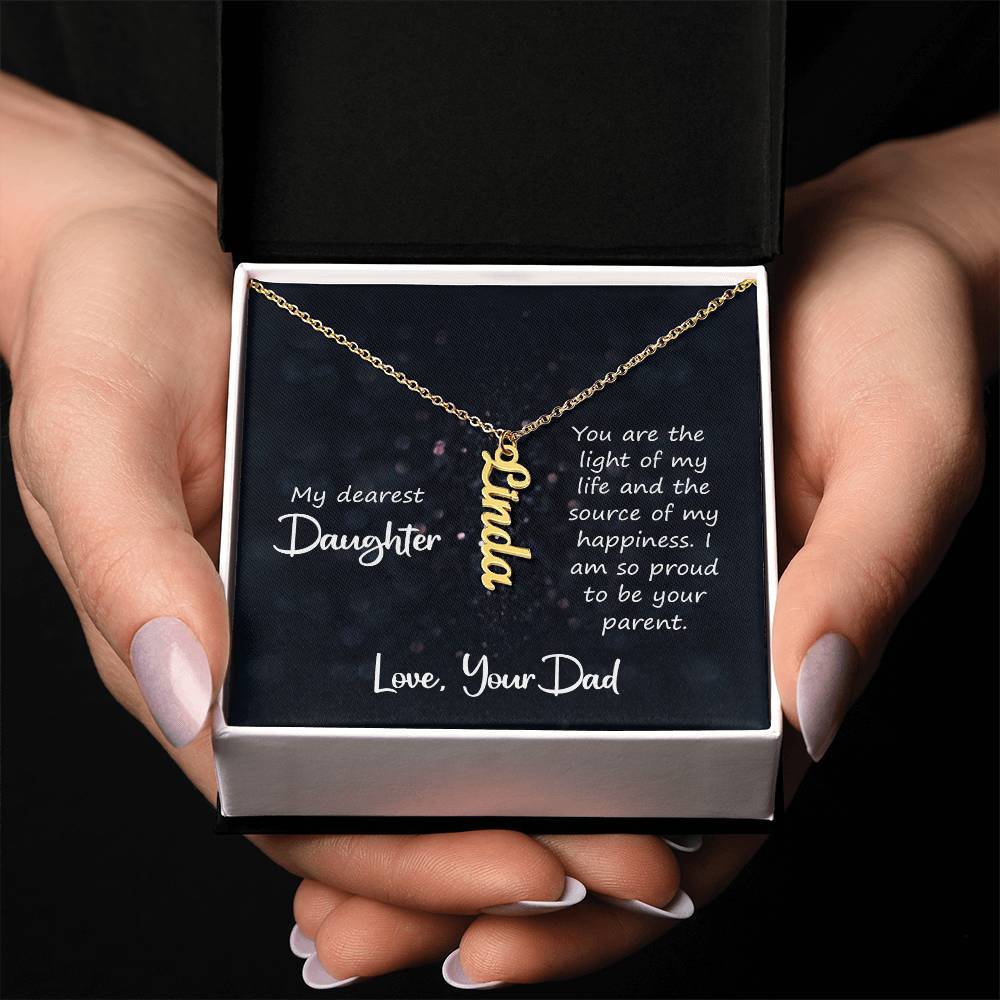 My Dearest Daughter Vertical Name Necklace | Personalized Gift