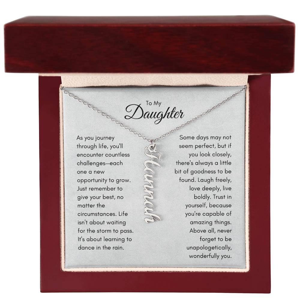 Daughter Personalized Vertical Name Necklace