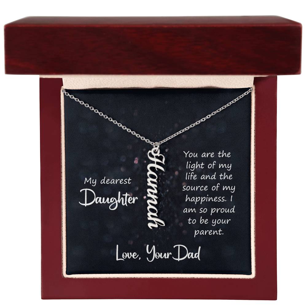 My Dearest Daughter Vertical Name Necklace | Personalized Gift