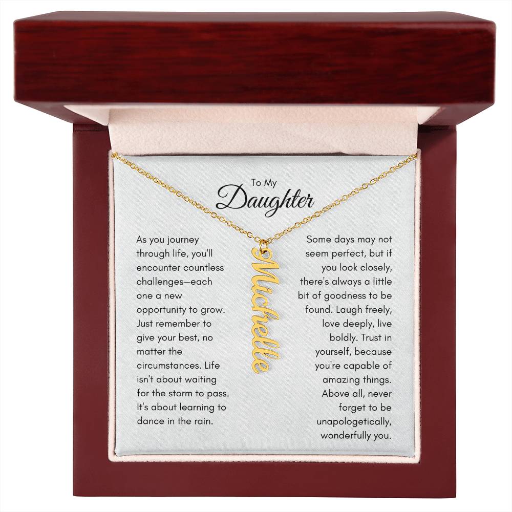 Daughter Personalized Vertical Name Necklace