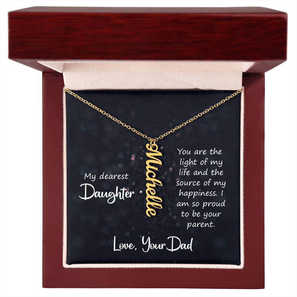 My Dearest Daughter Vertical Name Necklace | Personalized Gift