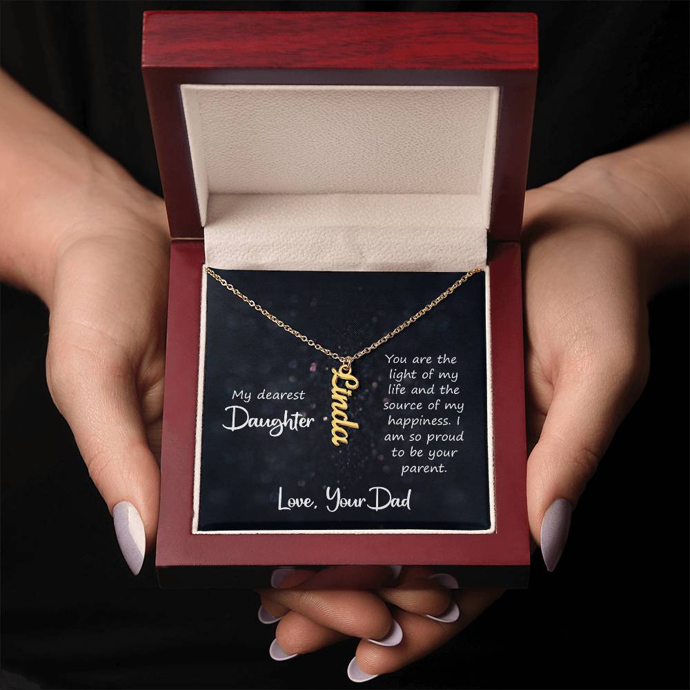 My Dearest Daughter Vertical Name Necklace | Personalized Gift