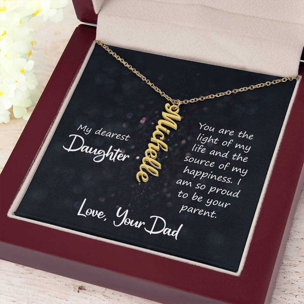 My Dearest Daughter Vertical Name Necklace | Personalized Gift