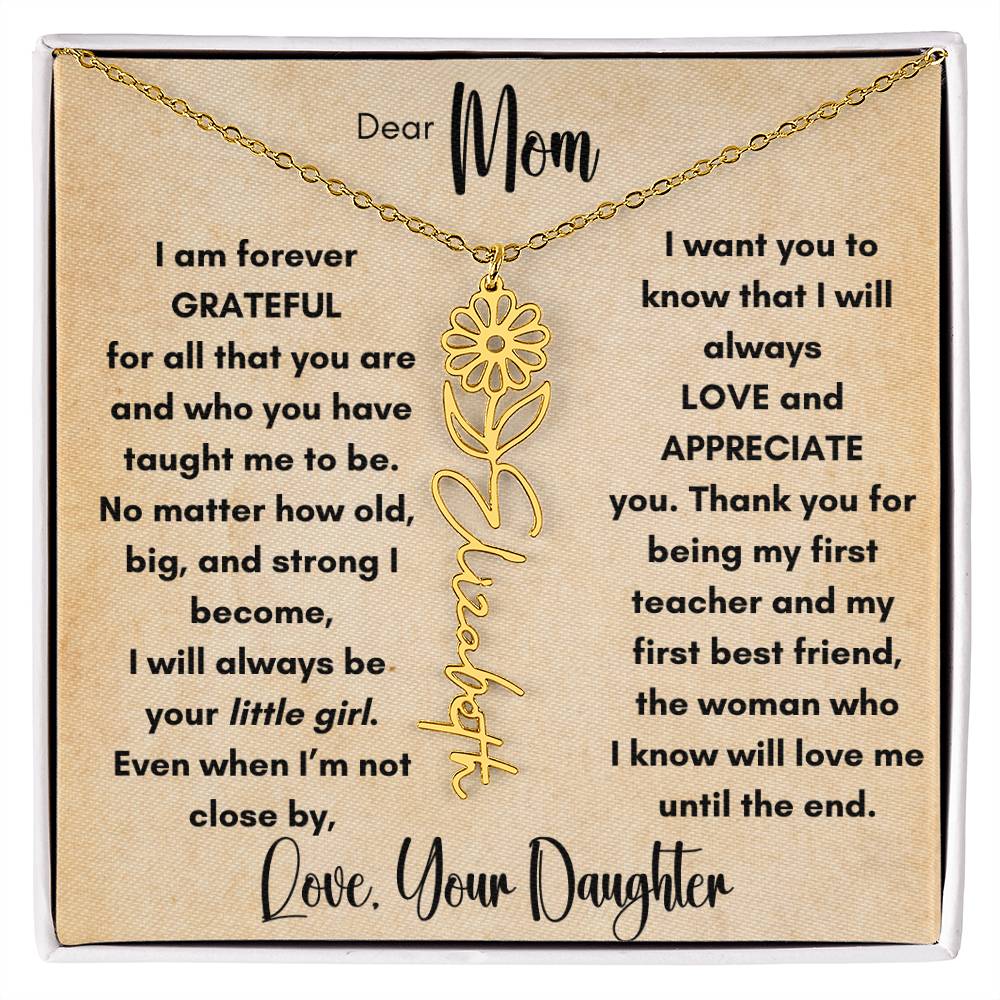 To Mom - From Daughter Birth Flower Name Necklace | Personalize with Birth Flower