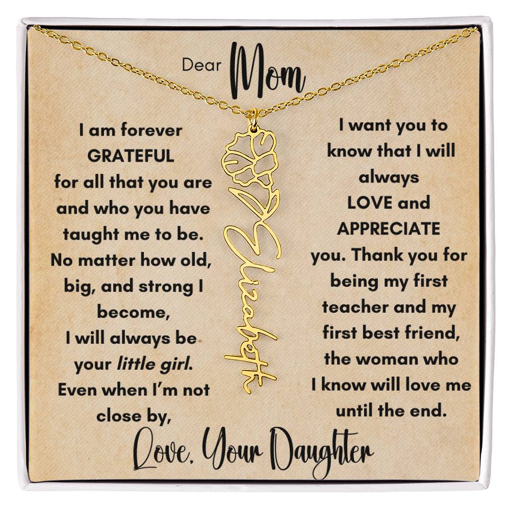 To Mom - From Daughter Birth Flower Name Necklace | Personalize with Birth Flower