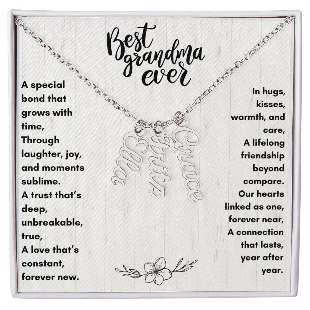 Best Grandma Ever | Personalized Grandkids Names Necklace Gift | Up to 4 Names