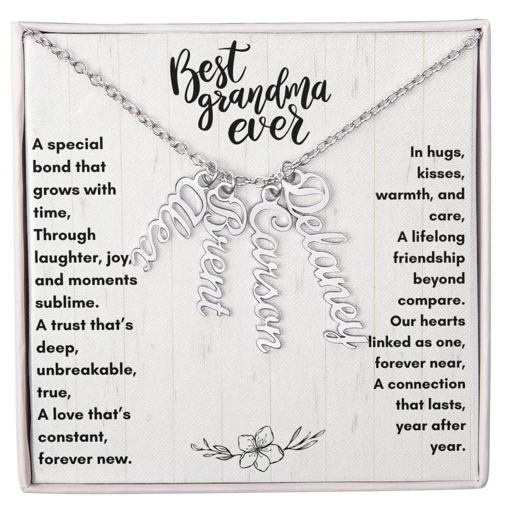 Best Grandma Ever | Personalized Grandkids Names Necklace Gift | Up to 4 Names