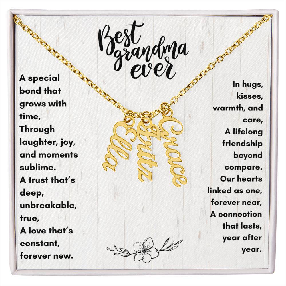 Best Grandma Ever | Personalized Grandkids Names Necklace Gift | Up to 4 Names