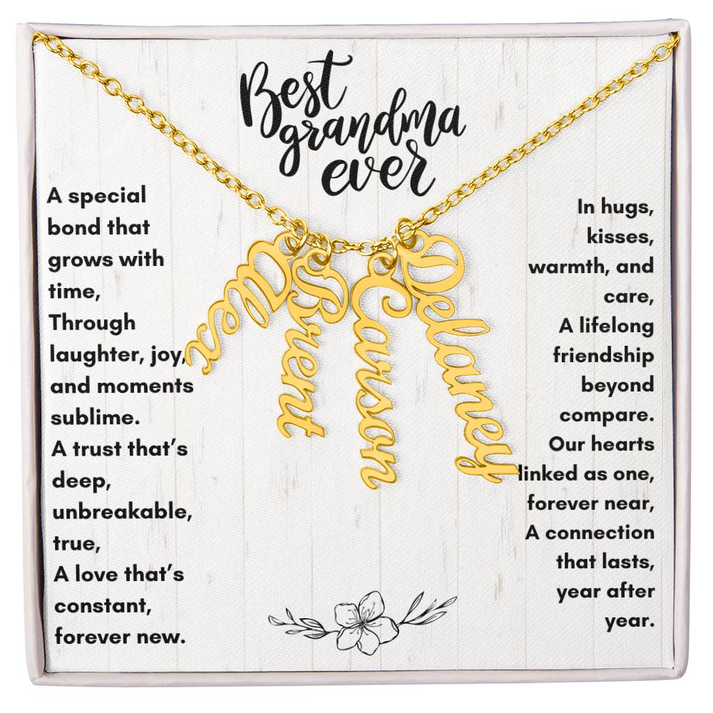 Best Grandma Ever | Personalized Grandkids Names Necklace Gift | Up to 4 Names