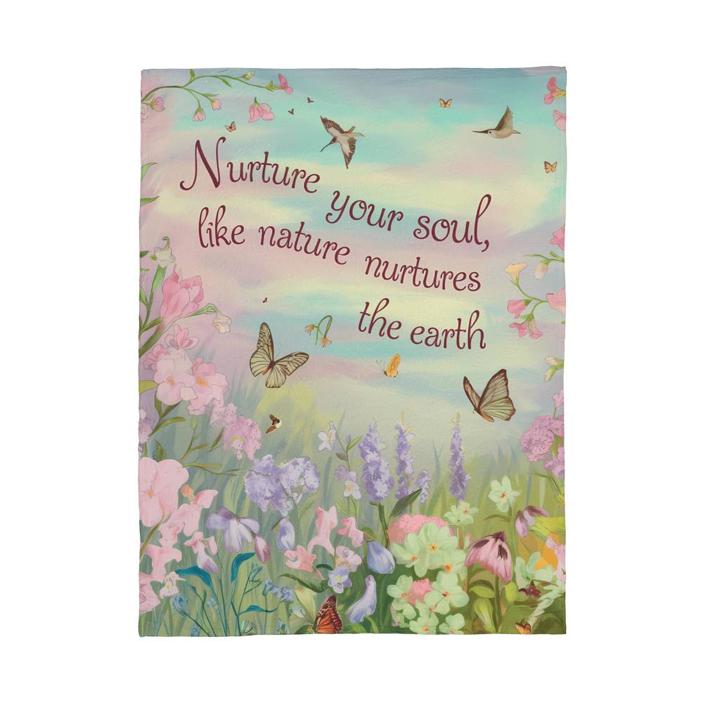 Nurture your Soul, Like Nature Nurtures the Earth | Cozy Coral Fleece Blanket