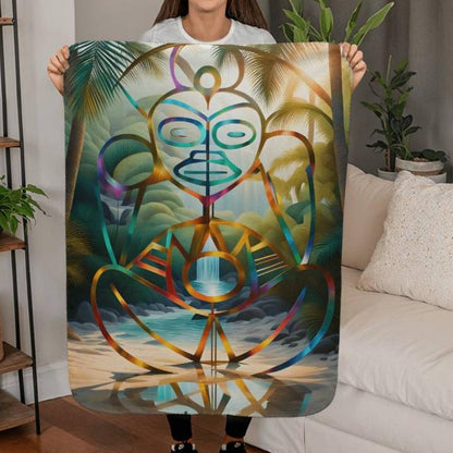 Atabey Art | Taino Goddess of Fertility, Freshwater, and the Moon |  Sherpa Fleece Blanket