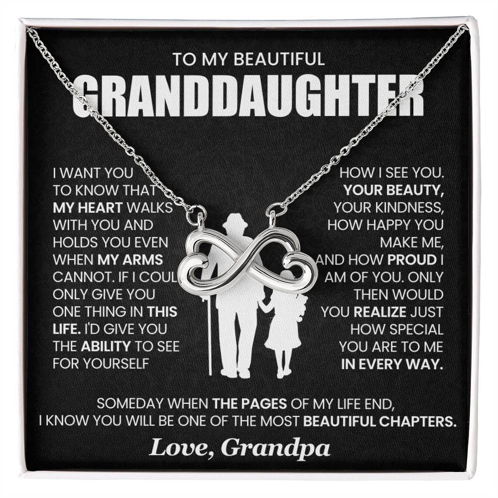 To Beautiful and Kind Granddaughter From Grandpa | Everlasting Love Necklace | White and Yellow Gold