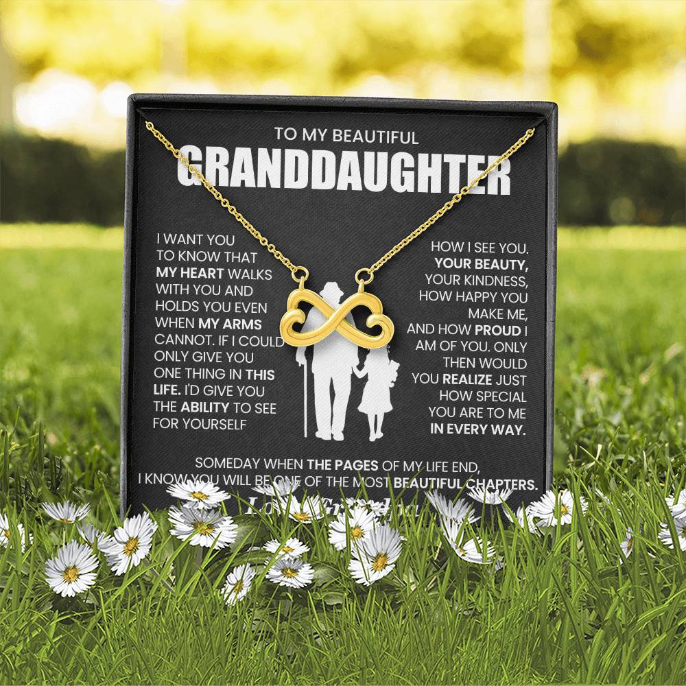 To Beautiful and Kind Granddaughter From Grandpa | Everlasting Love Necklace | White and Yellow Gold