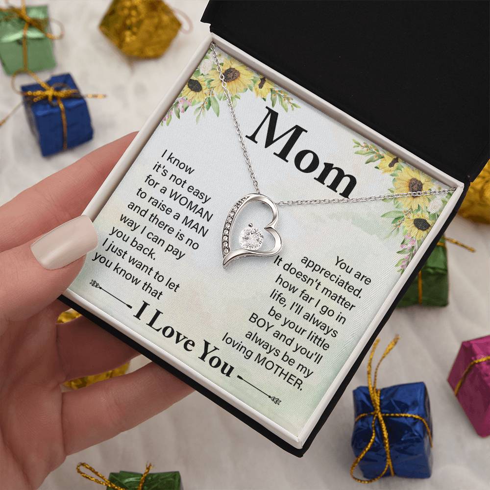 To Mom from Son heart necklace | Mother's Day | Thank You | Pendant Gift