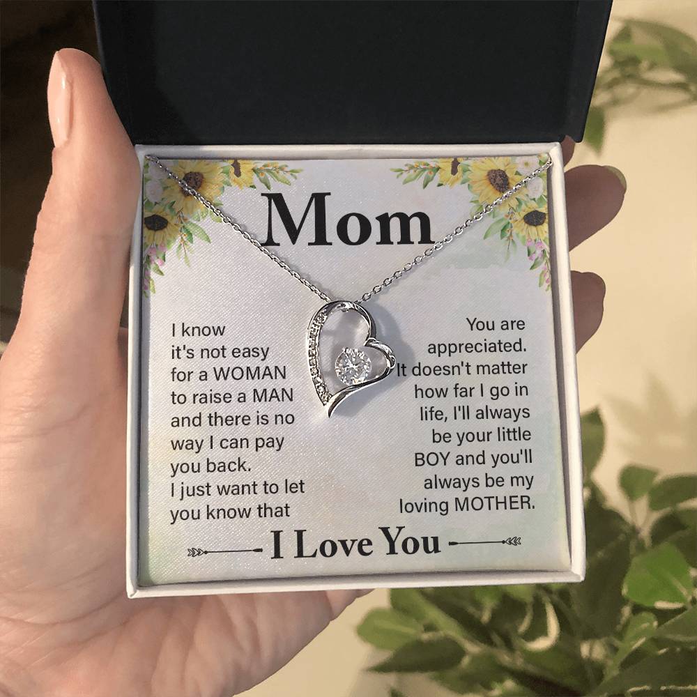 To Mom from Son heart necklace | Mother's Day | Thank You | Pendant Gift