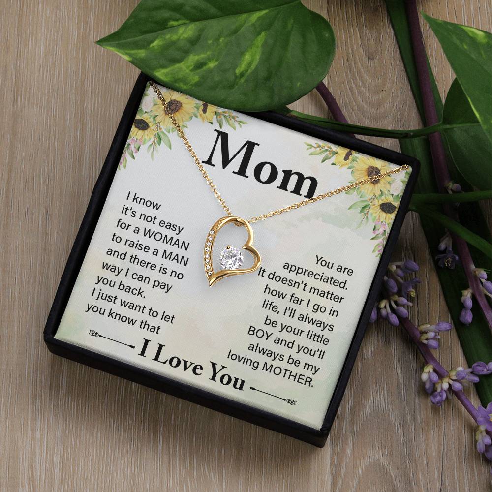 To Mom from Son heart necklace | Mother's Day | Thank You | Pendant Gift