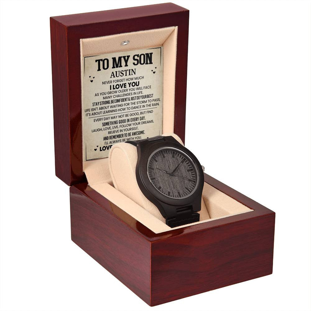 Personalized Name and Closing Text - Wooden Watch (NO ENGRAVING)