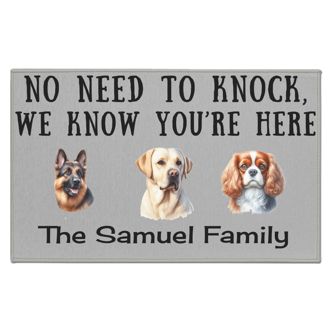 Personalize Dog Breed and Name Welcome Indoor Doormat - 3 Dogs