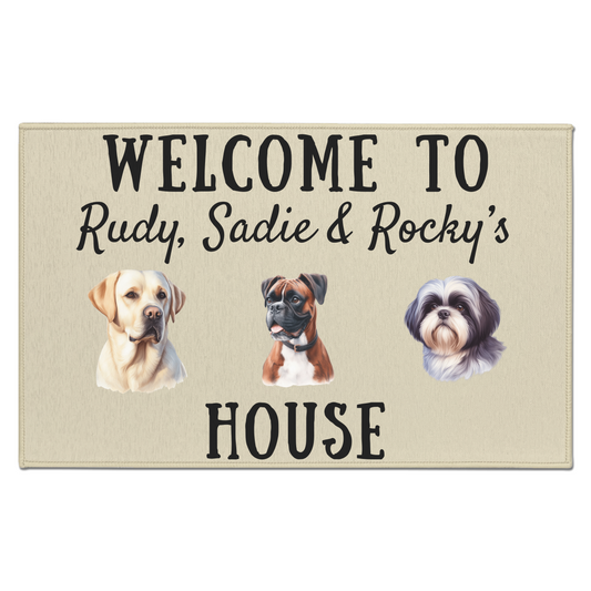 Personalized Dog Breed Welcome Indoor Doormat - 3 dogs