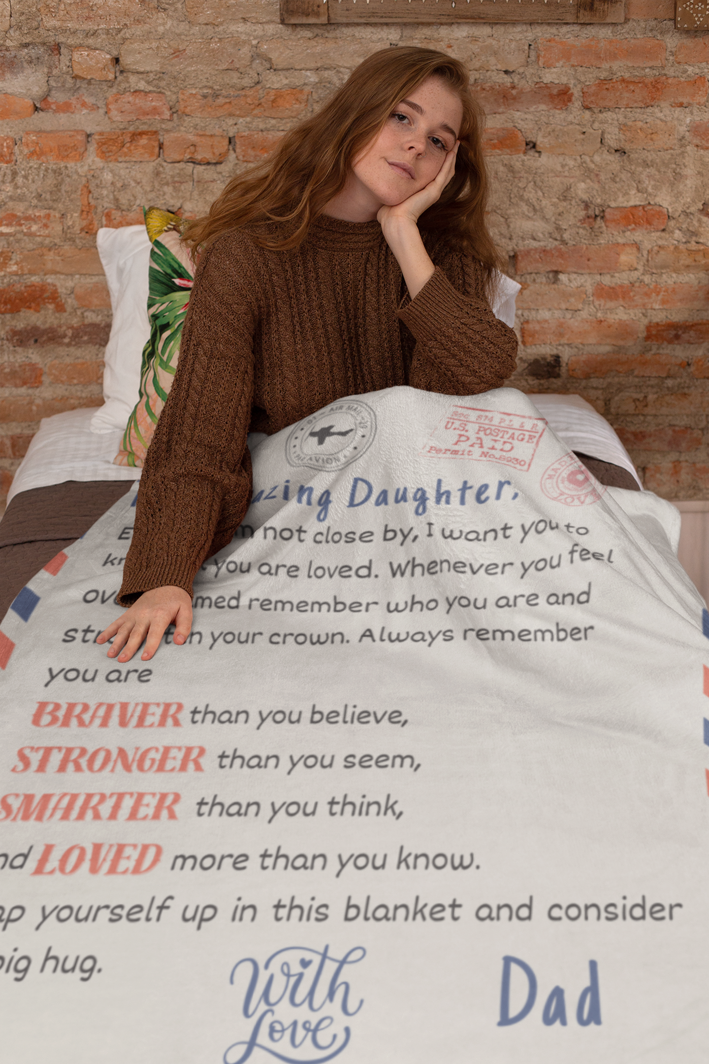 Send Your Love Across the Miles – Personalized Airmail Blanket, 50" x 60"