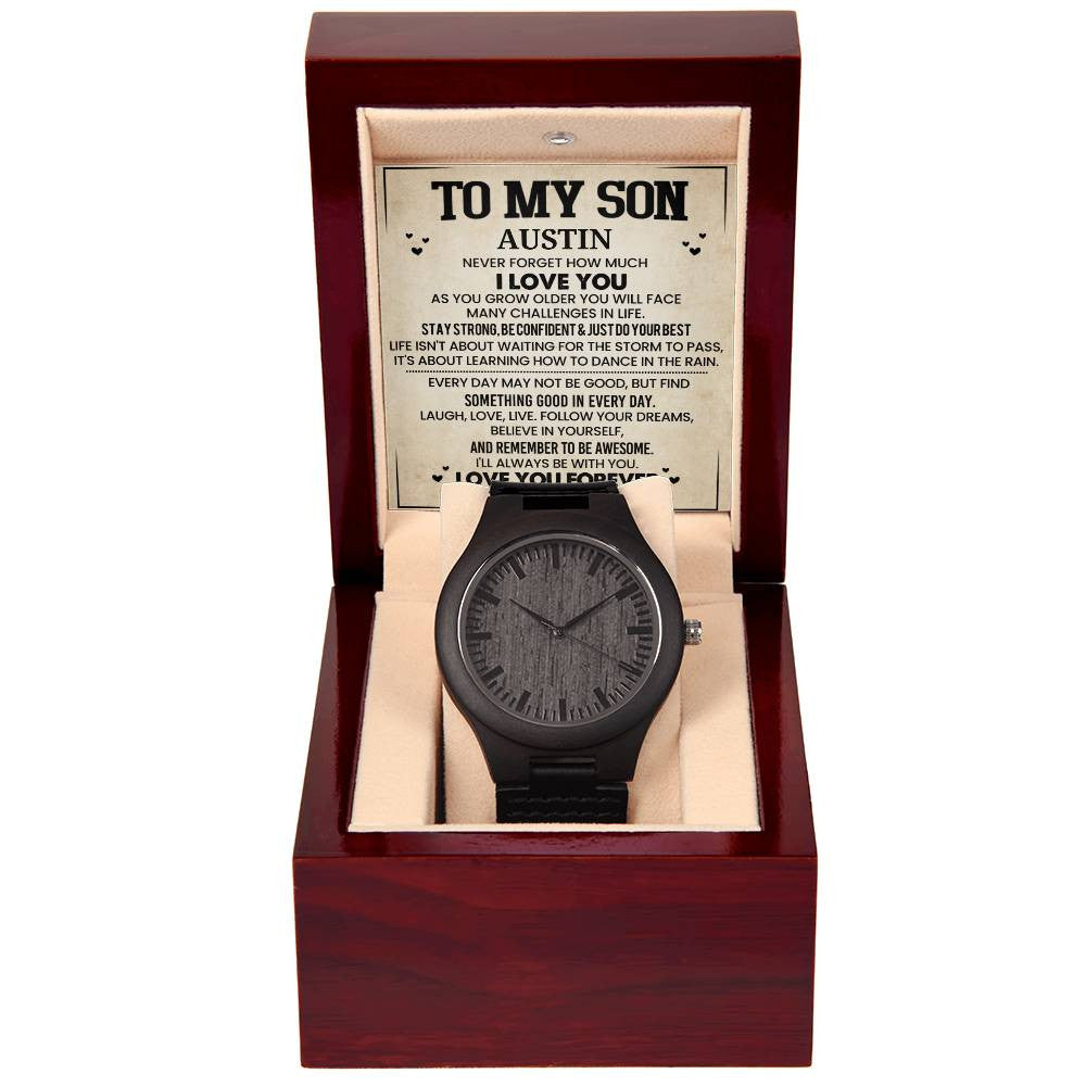 Personalized Name and Closing Text - Wooden Watch (NO ENGRAVING)